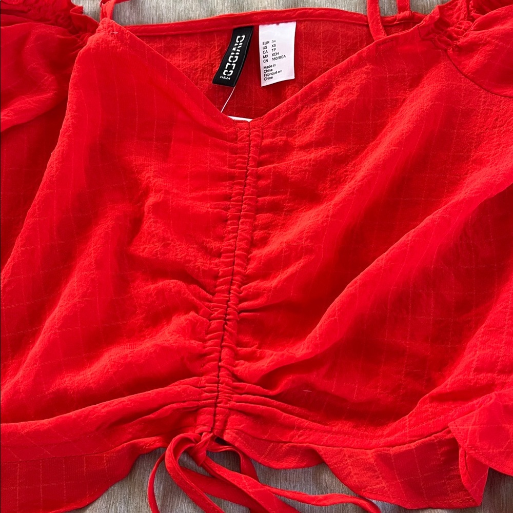 Red Off-Shoulder Top - Picture 2 of 6